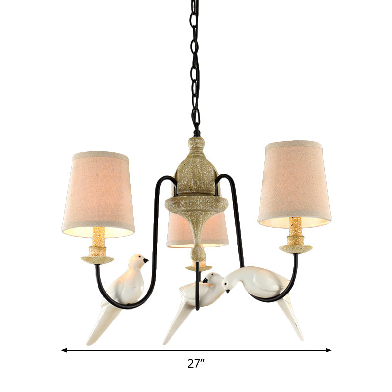 Nordic Fabric Barrel Pendant Chandelier Light - Tan Hanging Ceiling (3/6 Heads)