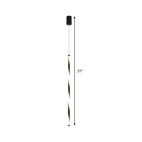 Modern Metal Tube Pendant Light Fixture - Black Led Changing For Bedroom In Warm/White