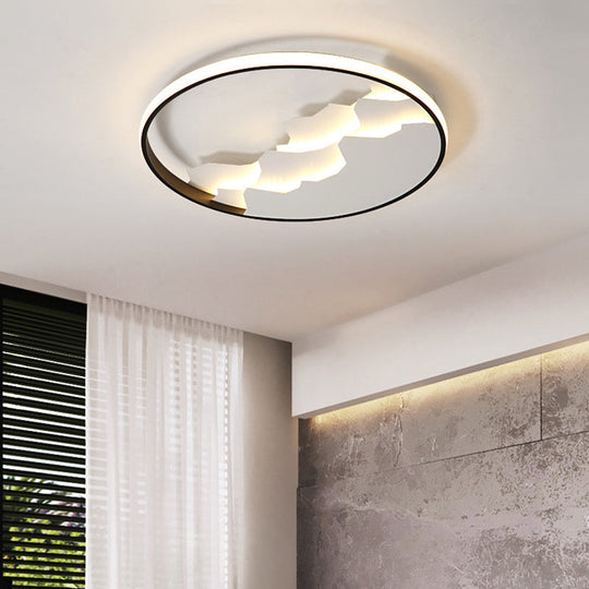 16.5/19.5 Wide Black Circle Led Flush Ceiling Light In Warm/White/Natural Shining Modern Acrylic