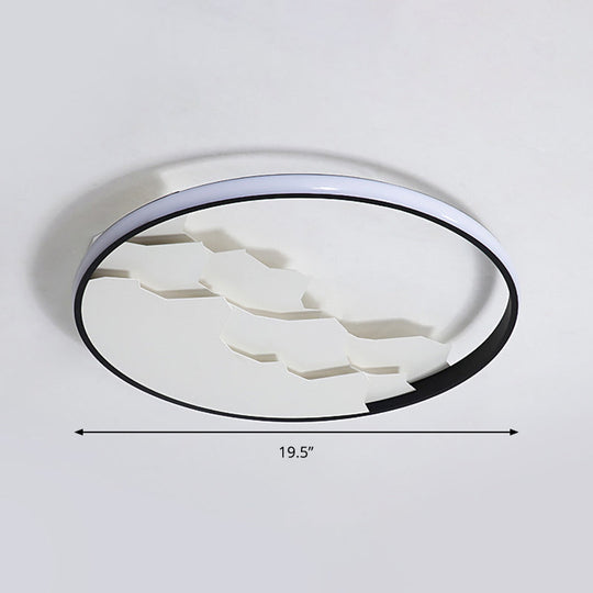 16.5/19.5 Wide Black Circle Led Flush Ceiling Light In Warm/White/Natural Shining Modern Acrylic