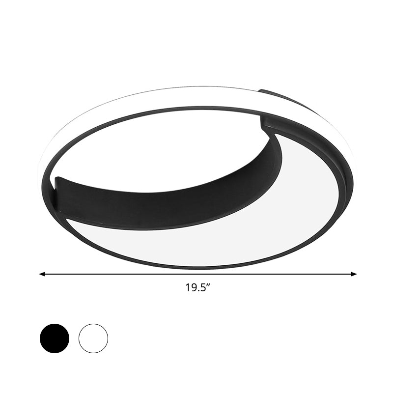 Moon Ceiling Light: Minimalist Metal Led Flush Mount Choose White/Warm Natural Light 16.5/19.5 Width