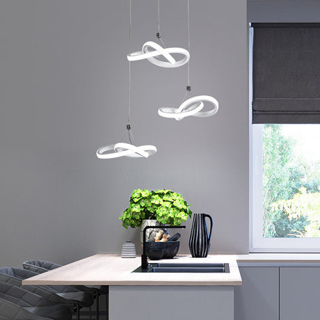 Contemporary Seamless Metal Led Pendant Chandelier In White Warm/White Light /