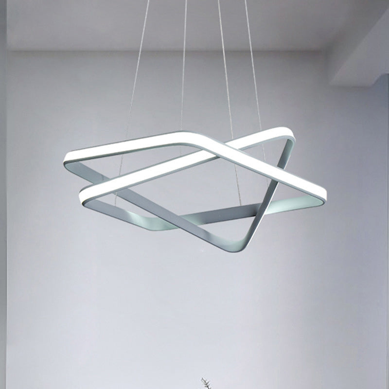 Modern White Led Chandelier Lighting: Seamless Acrylic Hang Light With Warm/White /