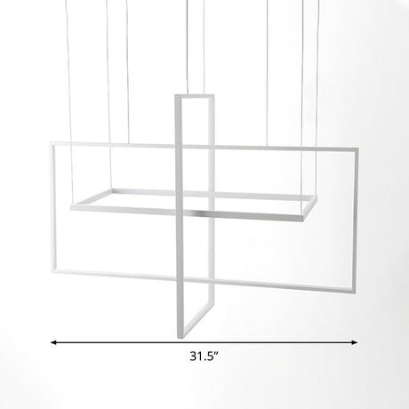 Minimalist Led Hanging Lamp Kit - Metal White Rectangle 3 Width Options Light Temperatures