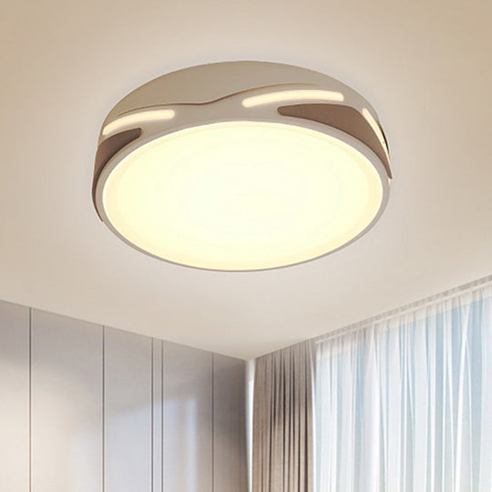 Modern Led Flush Light Fixture - 18.5/21.5 Wide White Ceiling Mount Round Metal Shade
