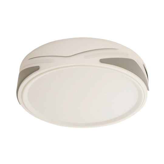 Modern Led Flush Light Fixture - 18.5/21.5 Wide White Ceiling Mount Round Metal Shade