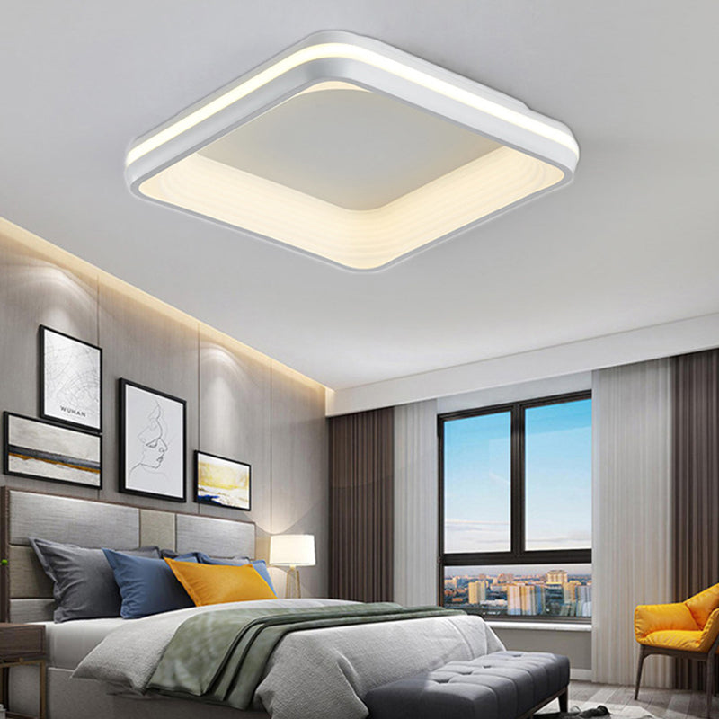 Simple Style Metal Square Flush Light - 19 Or 25 Wide Led Ceiling Mounted Fixture With Stepless