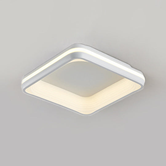 Simple Style Metal Square Flush Light - 19 Or 25 Wide Led Ceiling Mounted Fixture With Stepless