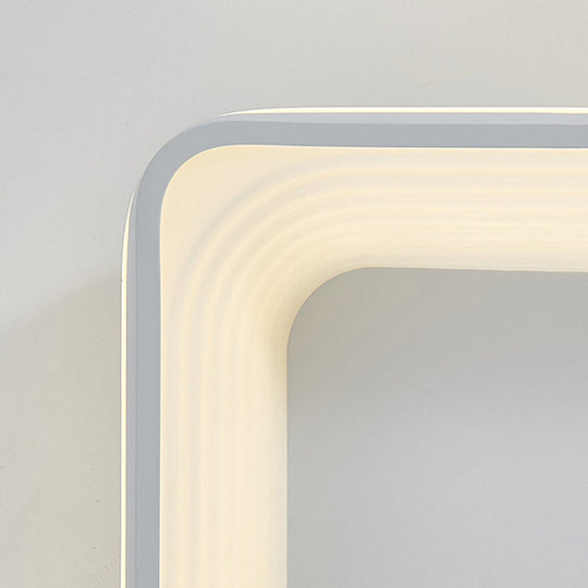 Simple Style Metal Square Flush Light - 19 Or 25 Wide Led Ceiling Mounted Fixture With Stepless