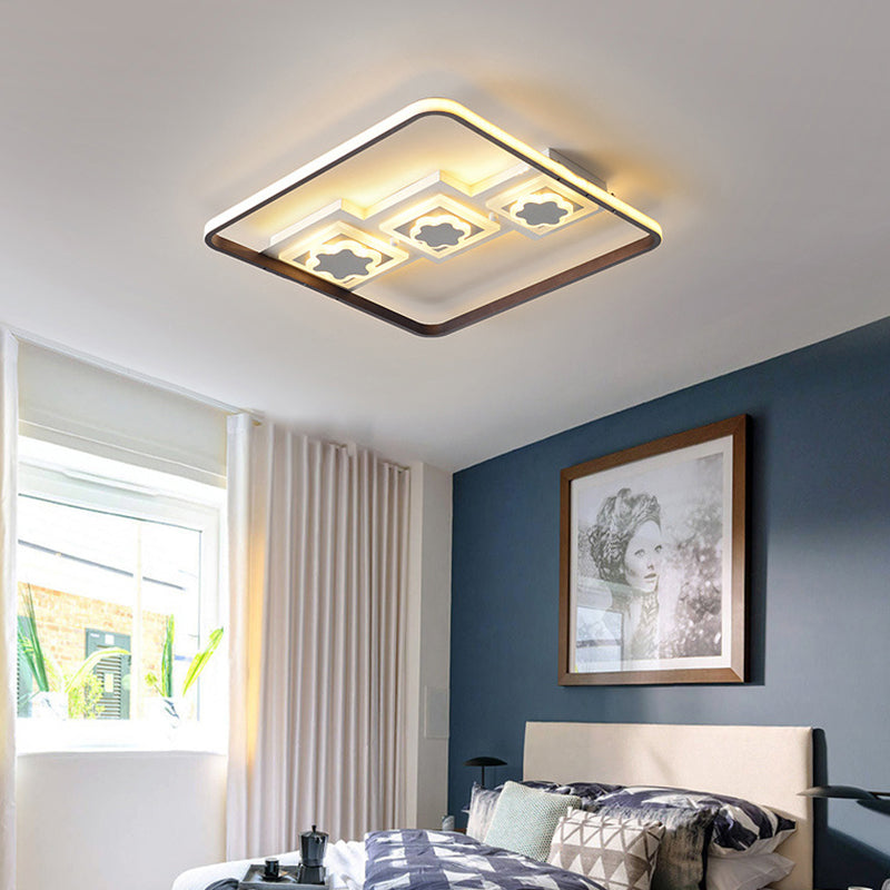 Modern Geometric Led Flush Mount Ceiling Lamp In Black - 19.5/37.5 Wide / 19.5