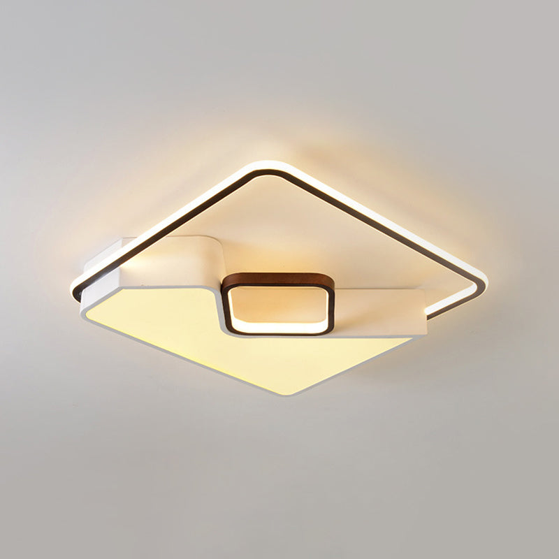 Modern White Rectangle Led Ceiling Light For Living Room - 19.5/37.5/42 Wide