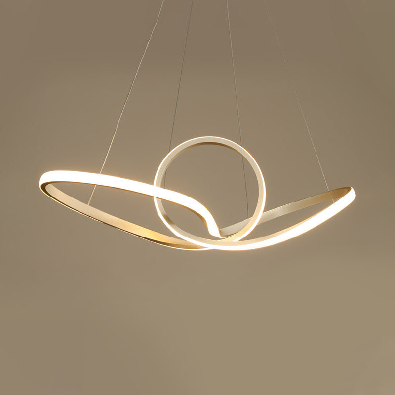 Gold Seamless Ceiling Light: Simple Acrylic Pendant Chandelier In Warm/White Light