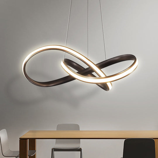 Seamless Curve Acrylic Hanging Chandelier Light - Modern Led Pendant Fixture Warm/White Coffee