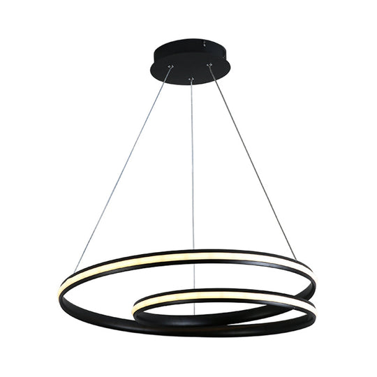 Contemporary Metal Black Chandelier - Seamless Curve Design Led Pendant Light (18’/23.5’/30’