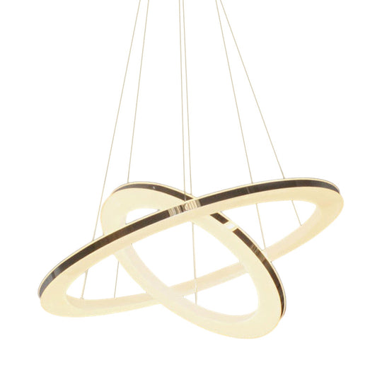 Modern Chrome Orbit Led Chandelier - Simple Style Metal Hanging Lamp In Warm/White/Natural Light