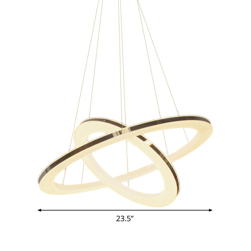 Modern Chrome Orbit Led Chandelier - Simple Style Metal Hanging Lamp In Warm/White/Natural Light