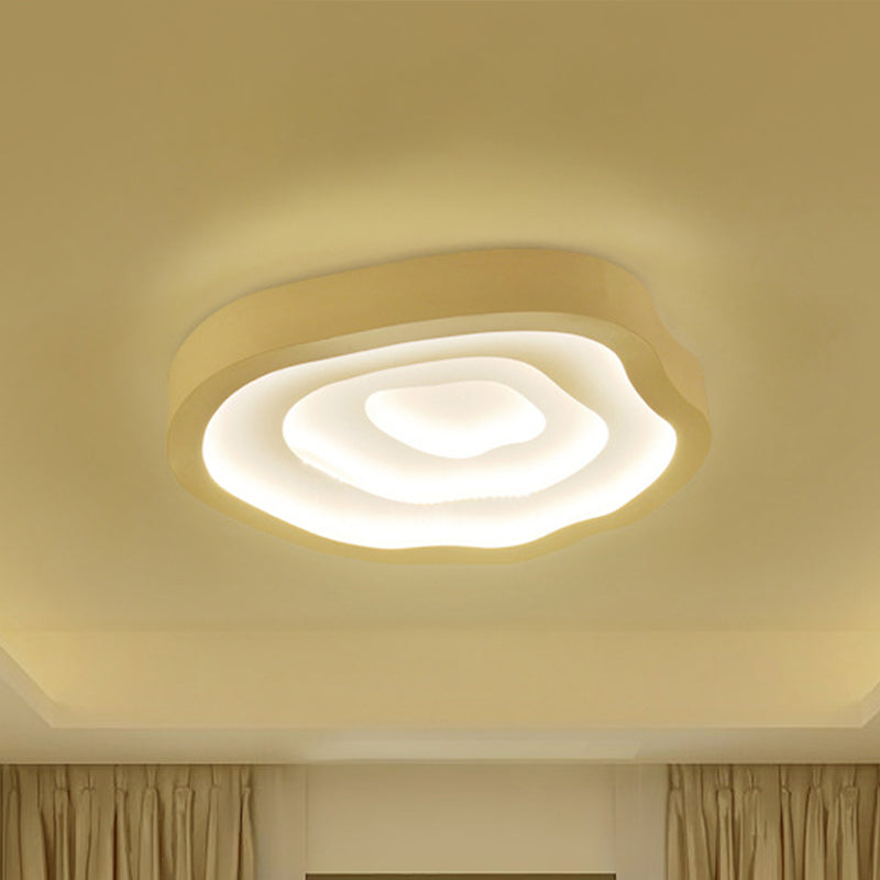 Minimalist White Led Flush Mount Lamp - 21/25 Wide Tree-Ring Ceiling Light With 3 Color Options