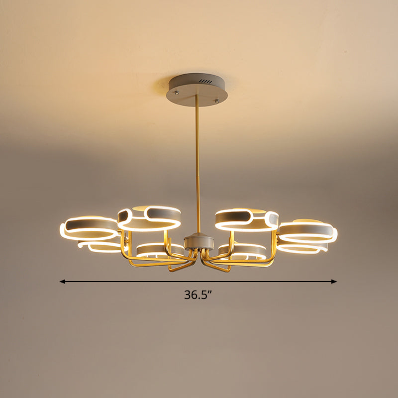 Modern Starburst Metal Chandelier Lamp - 8/10 Heads Black/Gray/White Pendant Light Kit Warm/White