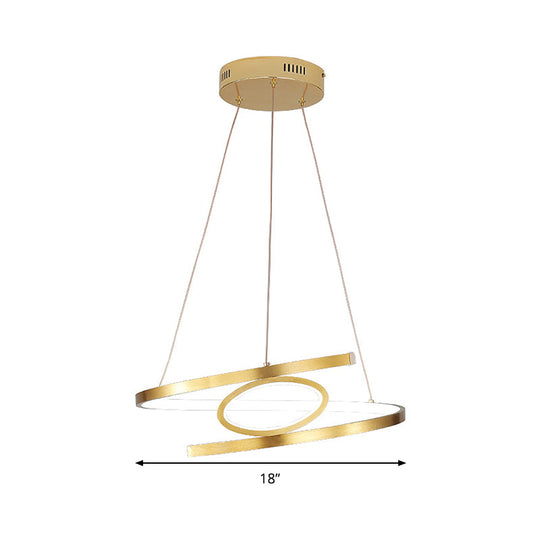 Spiral Hanging Pendant Light Minimalist Metal Gold Chandelier With Led Warm/White Options -