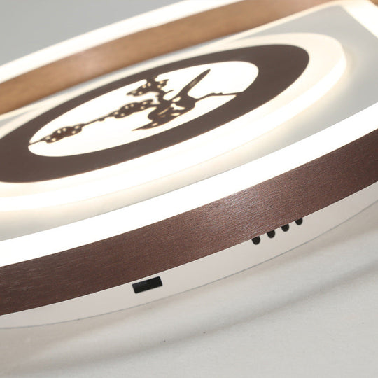 Acrylic Geometric Ceiling Mounted Light - 16’/19.5’ Wide Modern Coffee Led Flush In White