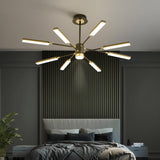Sputnik Hanging Light Kit - Modern Metal Pendant Chandelier 6/8 Head Black Warm/White 8 / Warm