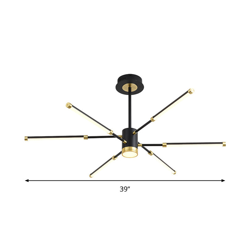 Sputnik Modern Hanging Chandelier - Metal Black Finish 6/8 Lights Warm/White Suspension Light