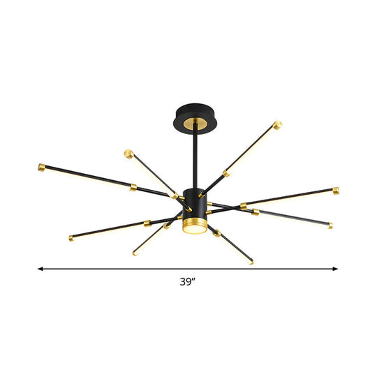 Sputnik Modern Hanging Chandelier - Metal Black Finish 6/8 Lights Warm/White Suspension Light
