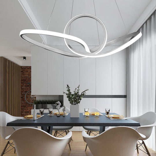 Minimalist Acrylic Led Pendant Chandelier - Seamless Curve Hanging Ceiling Light In Warm/White