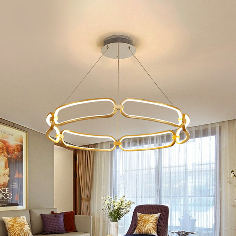 23.5’/31.5’ Minimalist Gold Led Pendant Chandelier - Metal Hanging Light With Adjustable