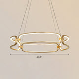 Minimalist Gold Metal Pendant Chandelier With Led - 23.5/31.5 Wide Bracelet Design