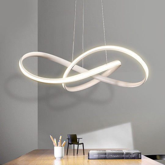 Modern Acrylic Chandelier Light Fixture - White Led Pendant With Seamless Curve Design In