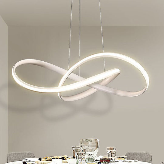 Modern Acrylic Chandelier Light Fixture - White Led Pendant With Seamless Curve Design In Warm/White