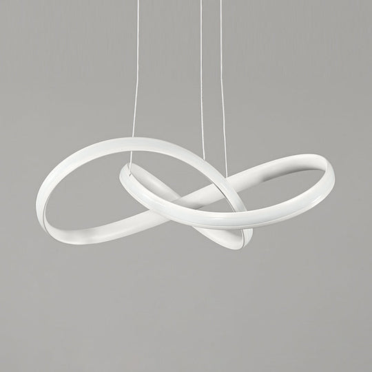Modern Acrylic Chandelier Light Fixture - White Led Pendant With Seamless Curve Design In Warm/White