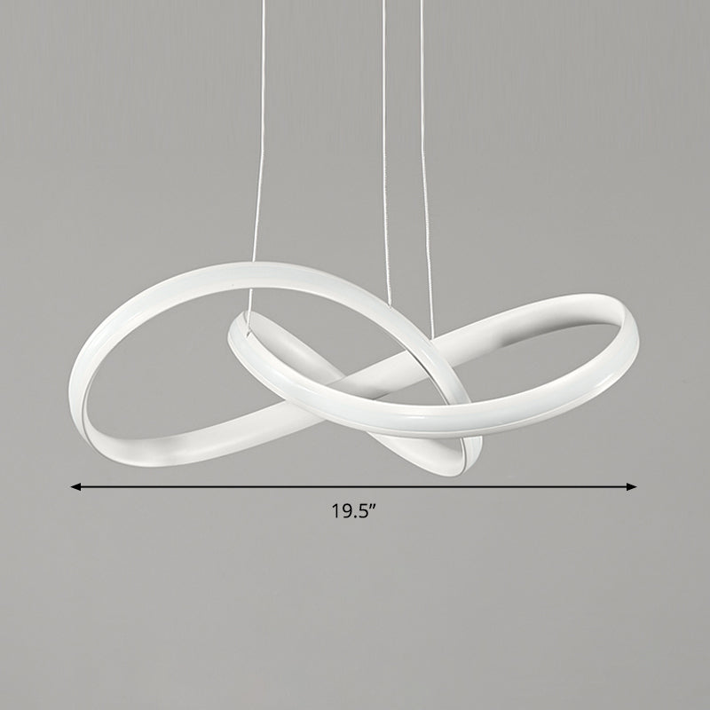 Modern Acrylic Chandelier Light Fixture - White Led Pendant With Seamless Curve Design In Warm/White