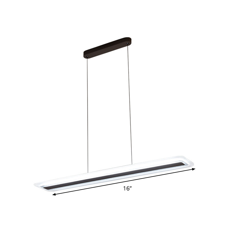 Sleek Black Panel Chandelier Light Fixture - Acrylic Led Hanging Lamp In Warm/White