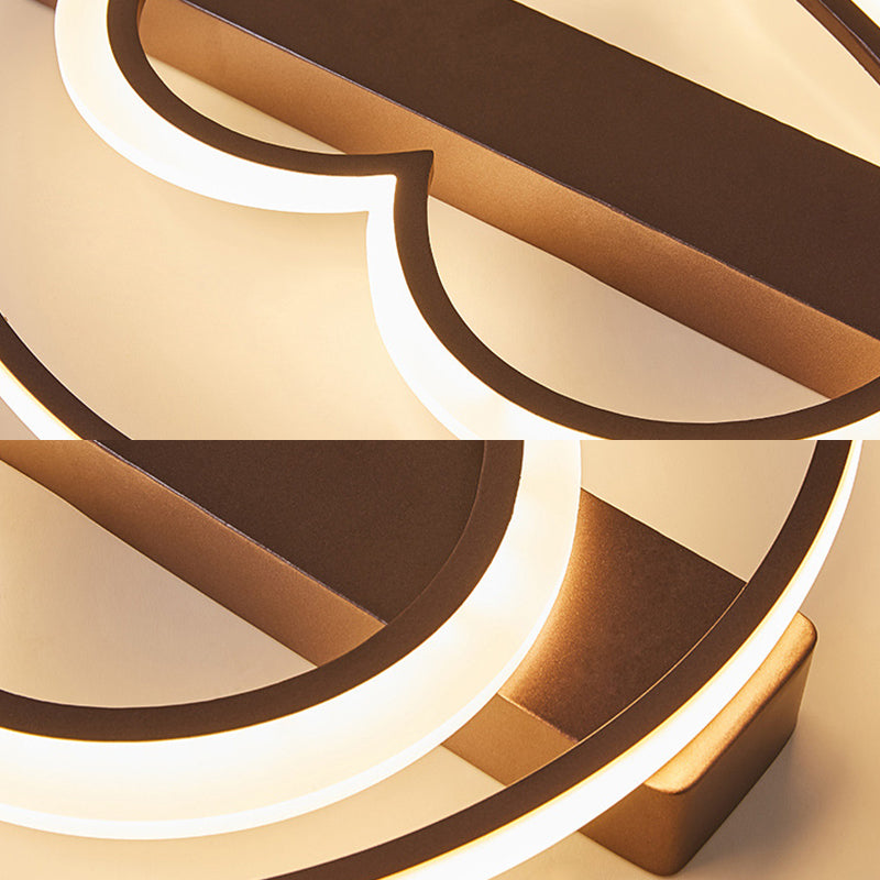 Acrylic Flush Led Ceiling Lamp - Heart Design Simple Style White/Coffee Variants 16’/19.5’ Wide