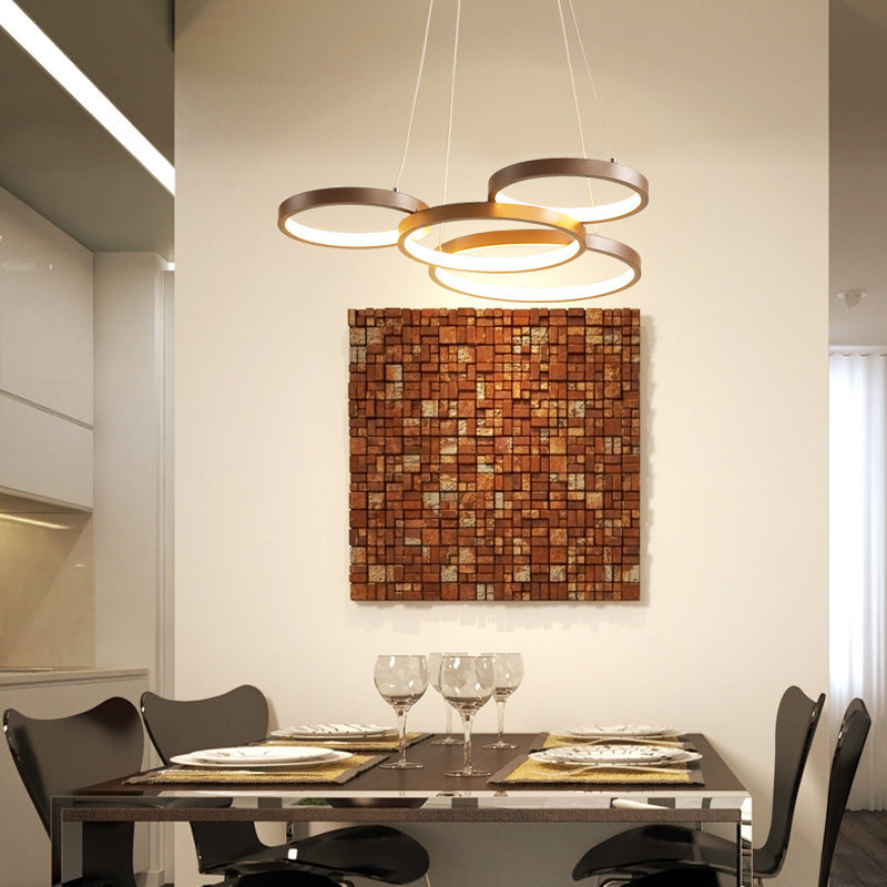 Minimalist Acrylic Led Pendant Chandelier - Coffee Ring Hanging Ceiling Light (Warm/White)