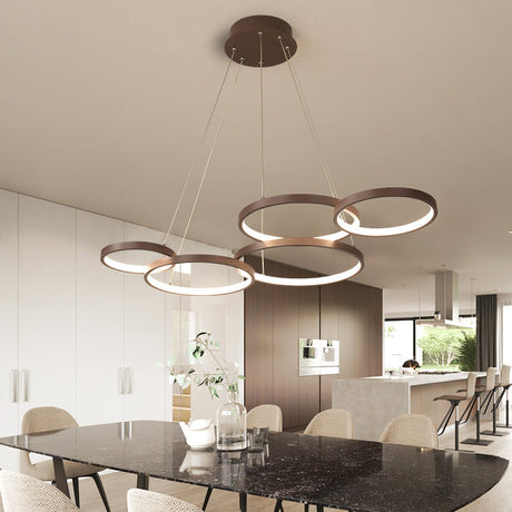 Simple Style Acrylic Led Chandelier Light Fixture - Coffee Circle Pendant (Warm/White) / White