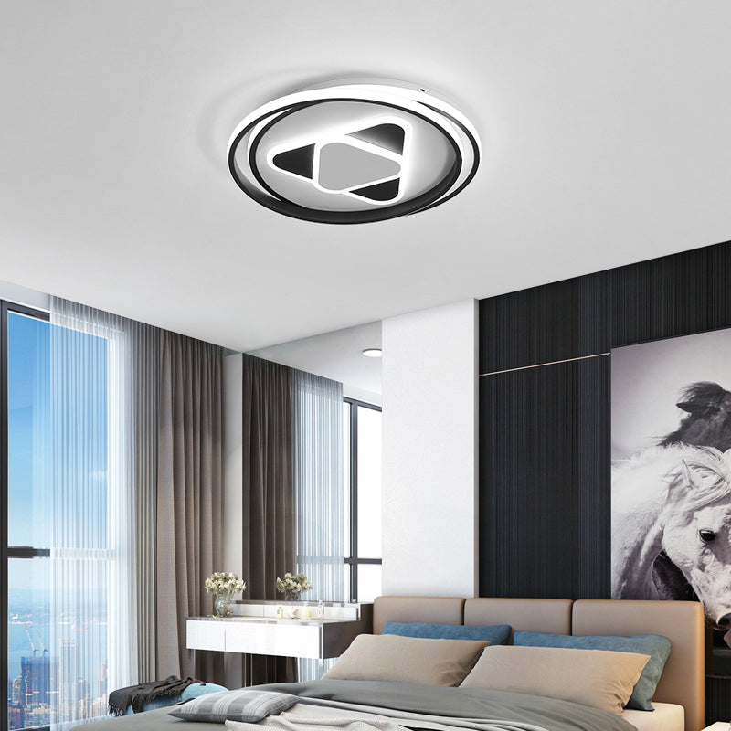 Contemporary Black Triangle Flush Mount Led Ceiling Light - 16.5’/20.5’ Wide Warm/3 Color