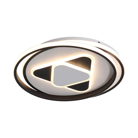 Contemporary Black Triangle Flush Mount Led Ceiling Light - 16.5/20.5 Wide Warm/3 Color Lighting