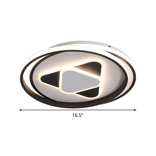 Contemporary Black Triangle Flush Mount Led Ceiling Light - 16.5/20.5 Wide Warm/3 Color Lighting