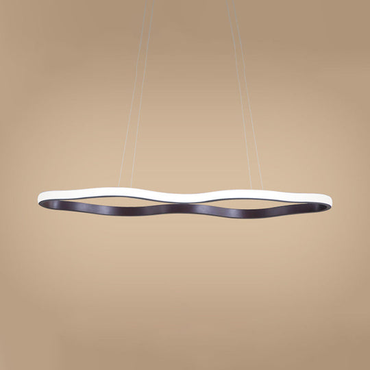 Modern Acrylic Coffee Wave Hanging Led Ceiling Light - 23.5’/36.5’/47’ Wide Warm/White