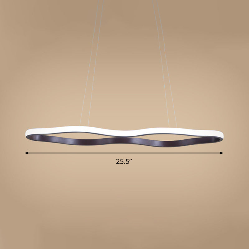 Modern Acrylic Coffee Wave Hanging Led Ceiling Light - 23.5’/36.5’/47’ Wide Warm/White