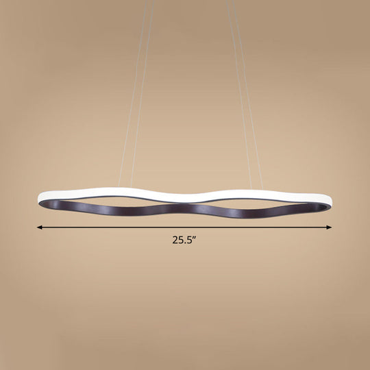 Modern Acrylic Coffee Wave Hanging Led Ceiling Light - 23.5’/36.5’/47’ Wide Warm/White