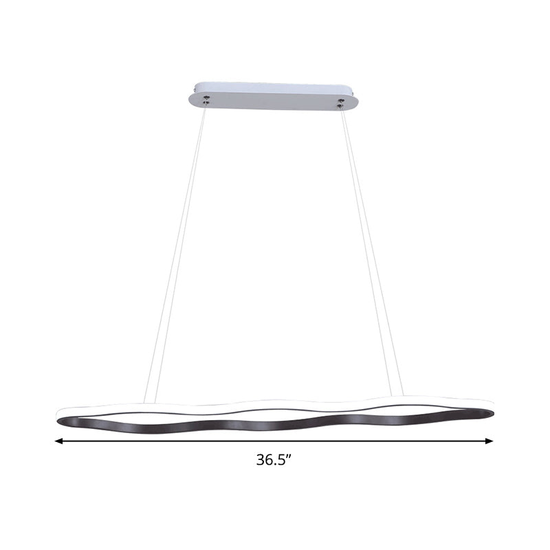 Modern Acrylic Coffee Wave Hanging Led Ceiling Light - 23.5’/36.5’/47’ Wide Warm/White