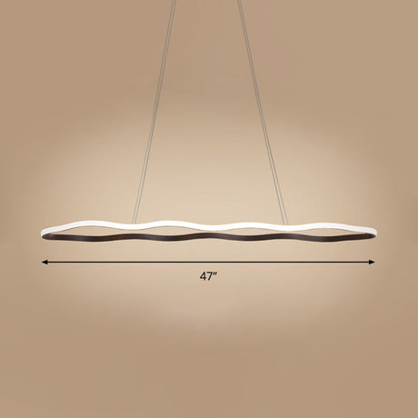 Modern Acrylic Wave Hanging Ceiling Light - Led Suspension In Warm/White 23.5/36.5/47 Wide