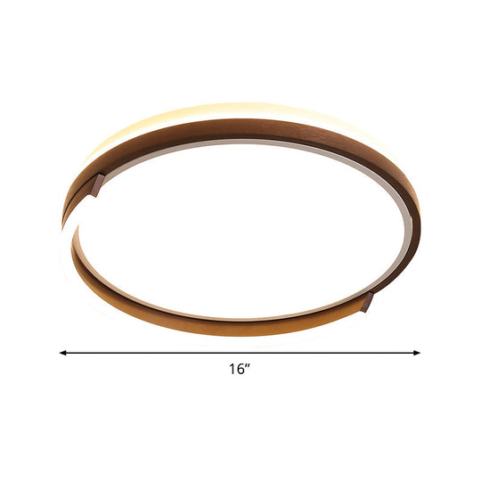 Contemporary Circular Metal Flush Mount Lamp - Coffee 16/19.5 Wide Led Ceiling Lighting White/3