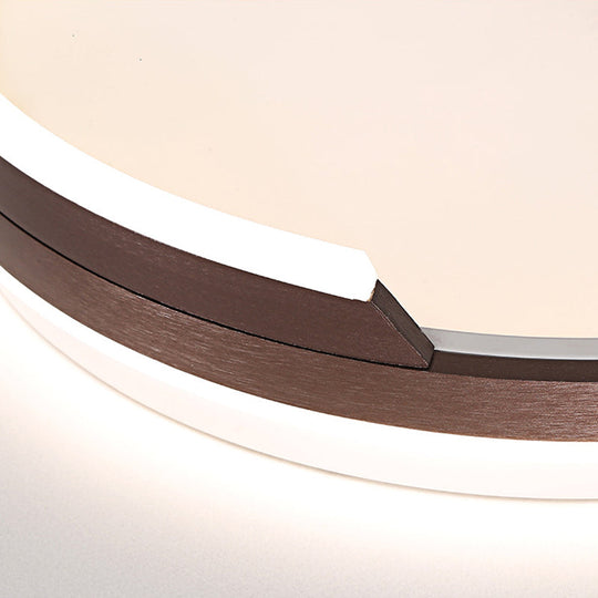 Contemporary Circular Metal Flush Mount Lamp - Coffee 16/19.5 Wide Led Ceiling Lighting White/3