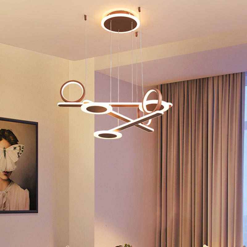 Contemporary Acrylic Led Chandelier: Coffee Ring Pendant Light In Warm/White 31.5’/39’ Wide /