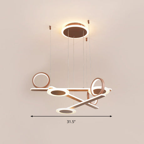 Contemporary Led Chandelier - Coffee Ring Pendant In Warm/White 31.5/39 Wide